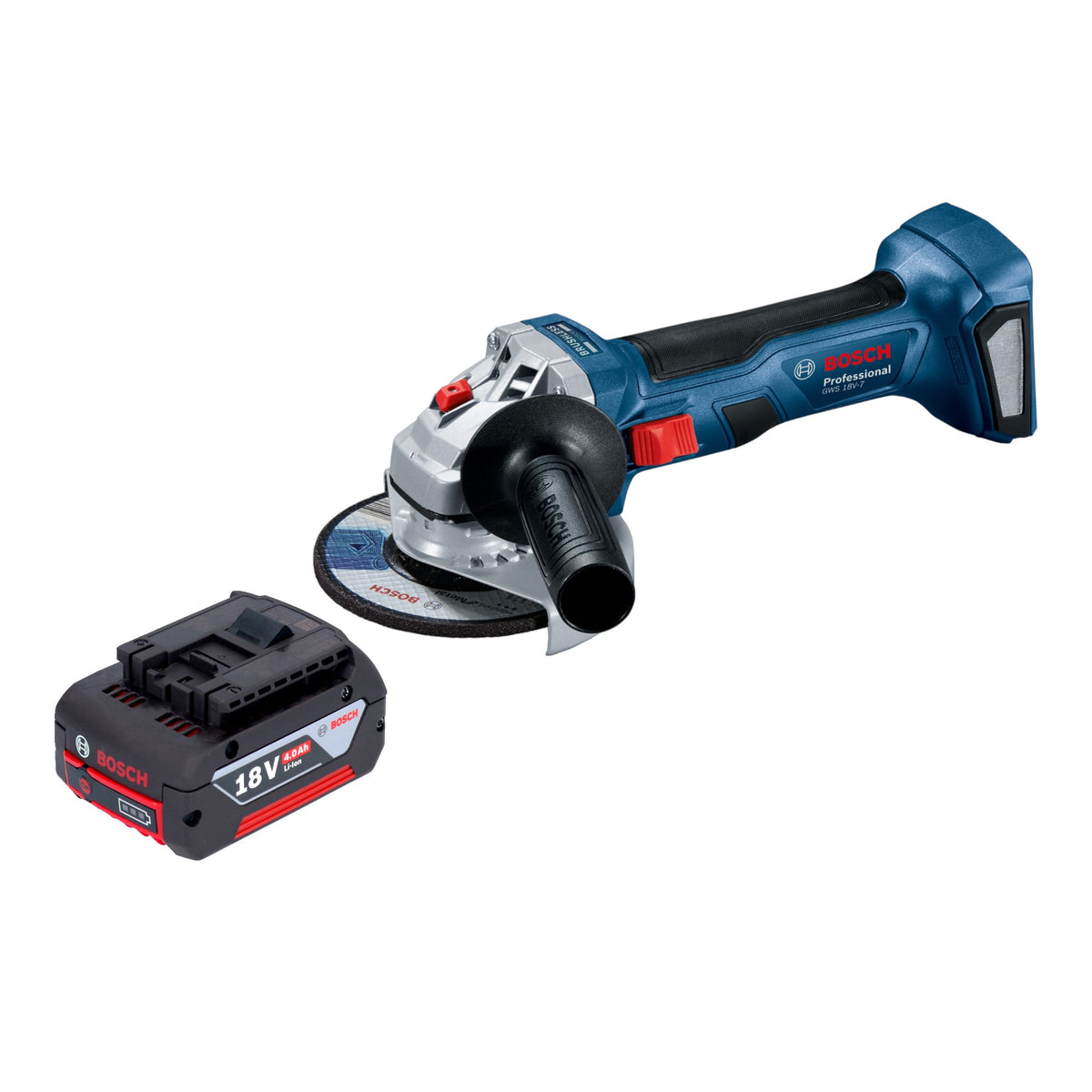 Bosch GWS 18V-7 Amoladora angular profesional sin cable 18 V 115 mm sin escobillas + 1x acumulador 4,0 Ah - sin cargador