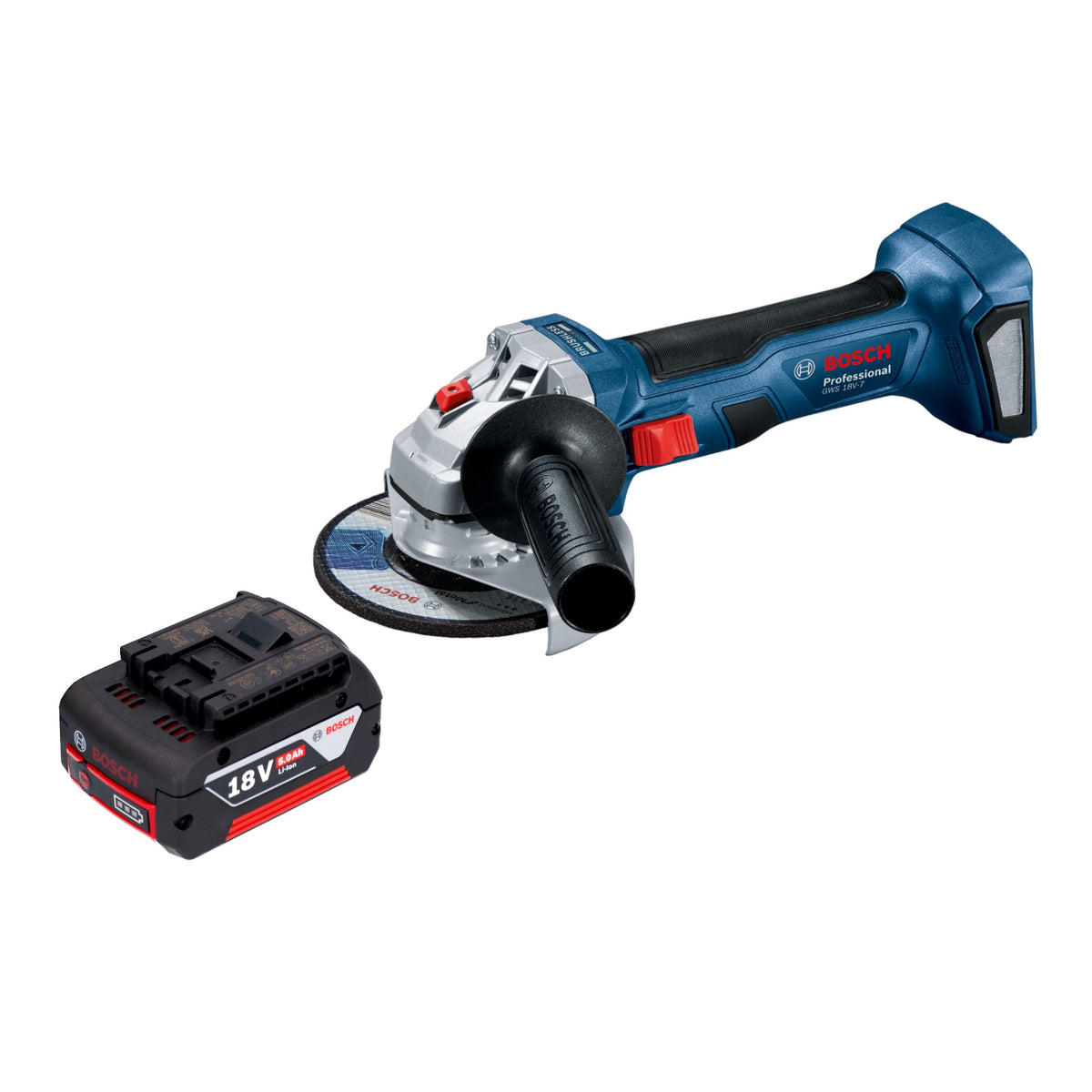 Bosch GWS 18V-7 Amoladora angular profesional sin cable 18 V 115 mm sin escobillas + 1x acumulador 5,0 Ah - sin cargador
