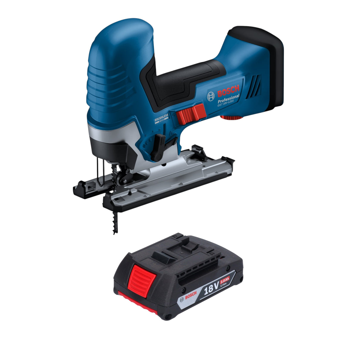 Bosch GST 18V-125 S Sierra de calar profesional sin cable 18 V 125 mm sin escobillas + 1x acumulador 2,0 Ah - sin cargador
