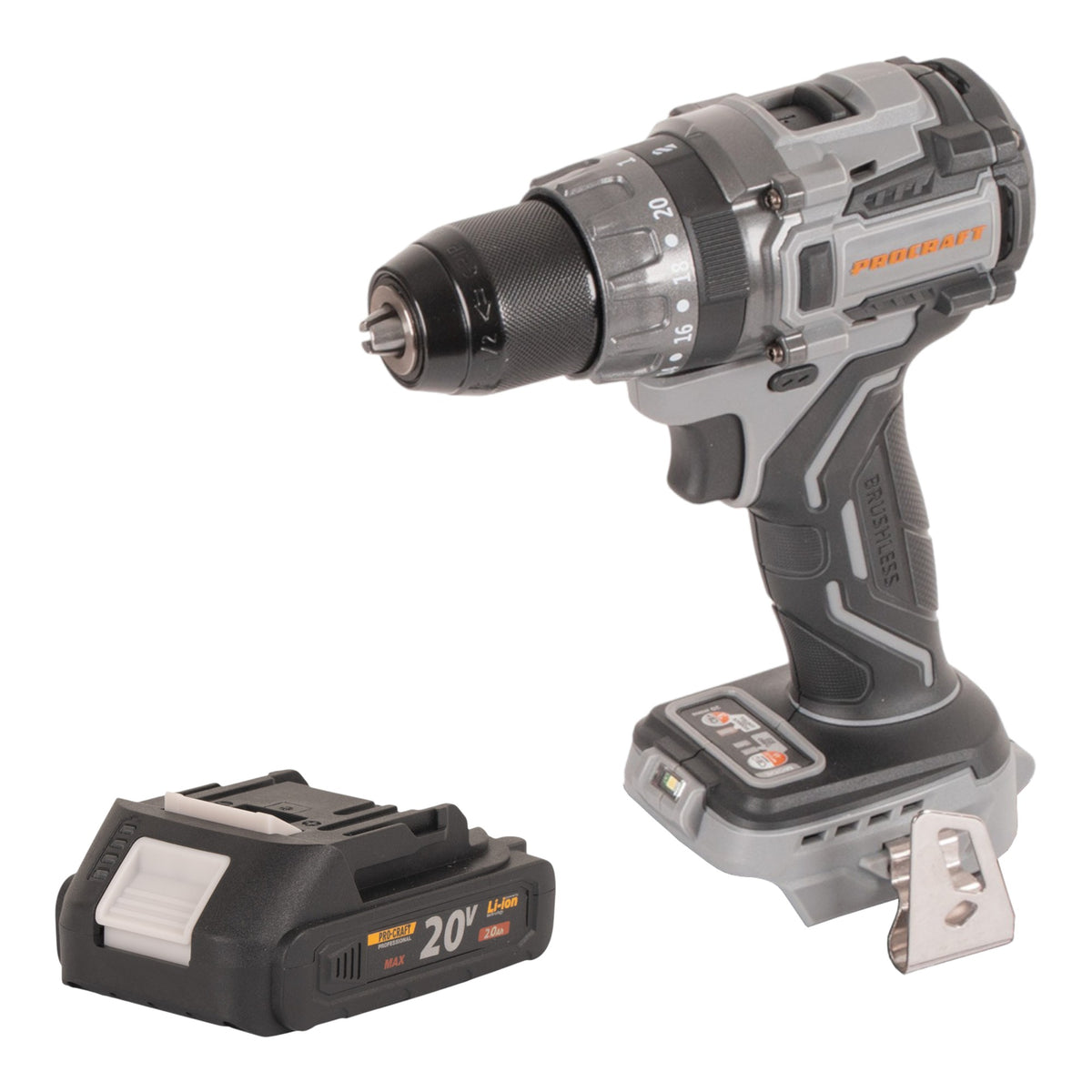 Taladro atornillador a batería Procraft CD20Abb 20 V 85 Nm + 1 batería 2,0 Ah - sin cargador