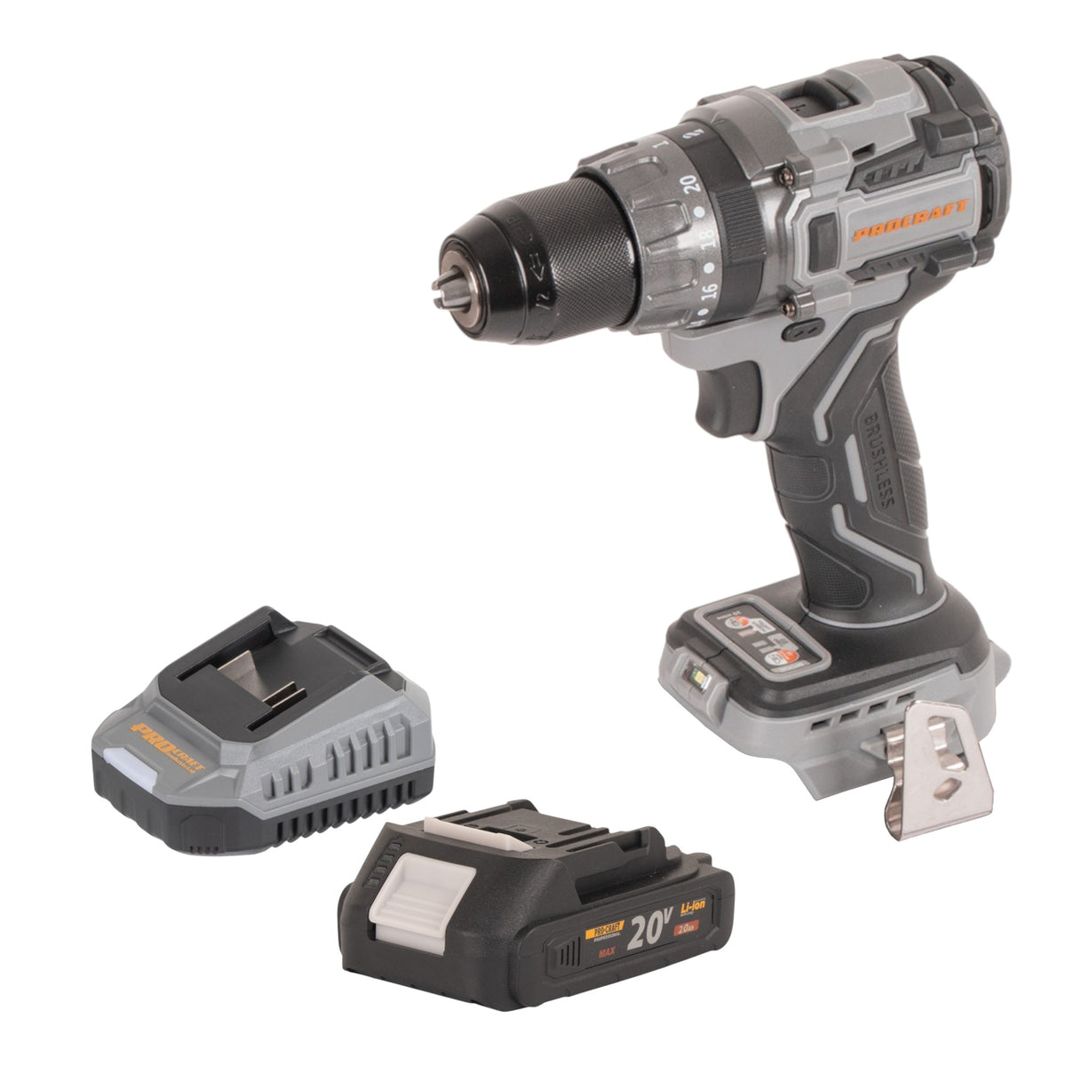 Taladro atornillador a batería Procraft CD20Abb 20 V 85 Nm + 1 batería 2,0 Ah + cargador