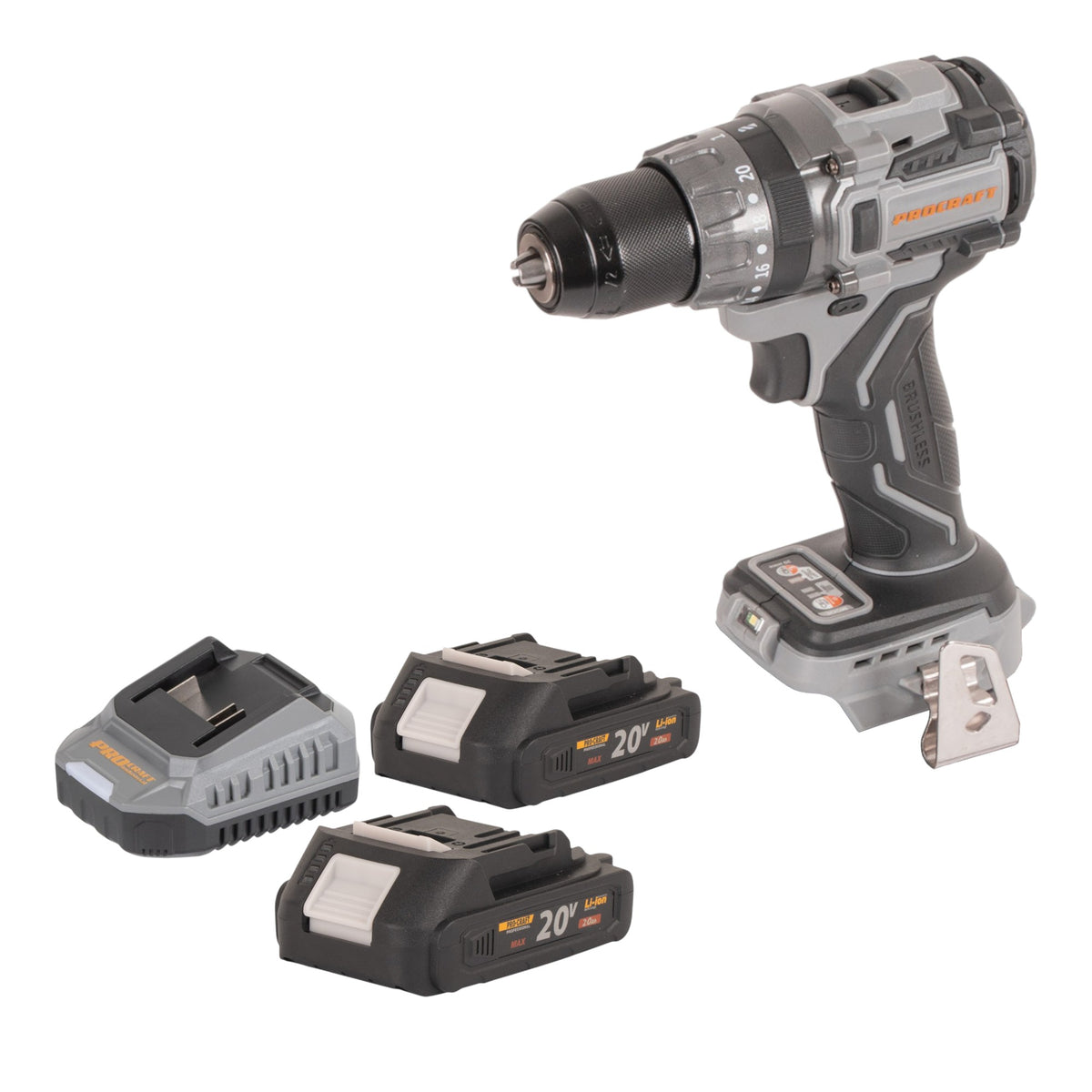 Taladro atornillador a batería Procraft CD20Abb 20 V 85 Nm + 2 baterías de 2,0 Ah + cargador