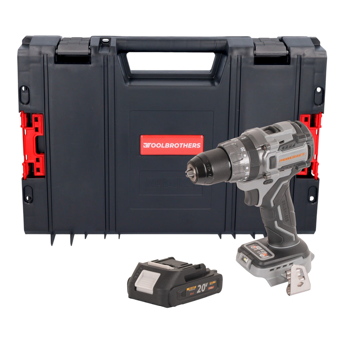 Taladro atornillador a batería Procraft CD20Abb 20 V 85 Nm + 1 batería 2,0 Ah + maletín RHINO - sin cargador