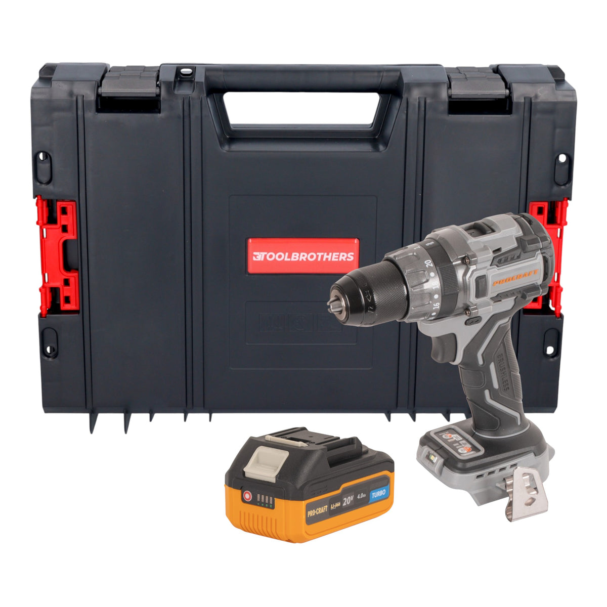 Taladro atornillador a batería Procraft CD20Abb 20 V 85 Nm + 1 batería 4,0 Ah + maletín RHINO - sin cargador