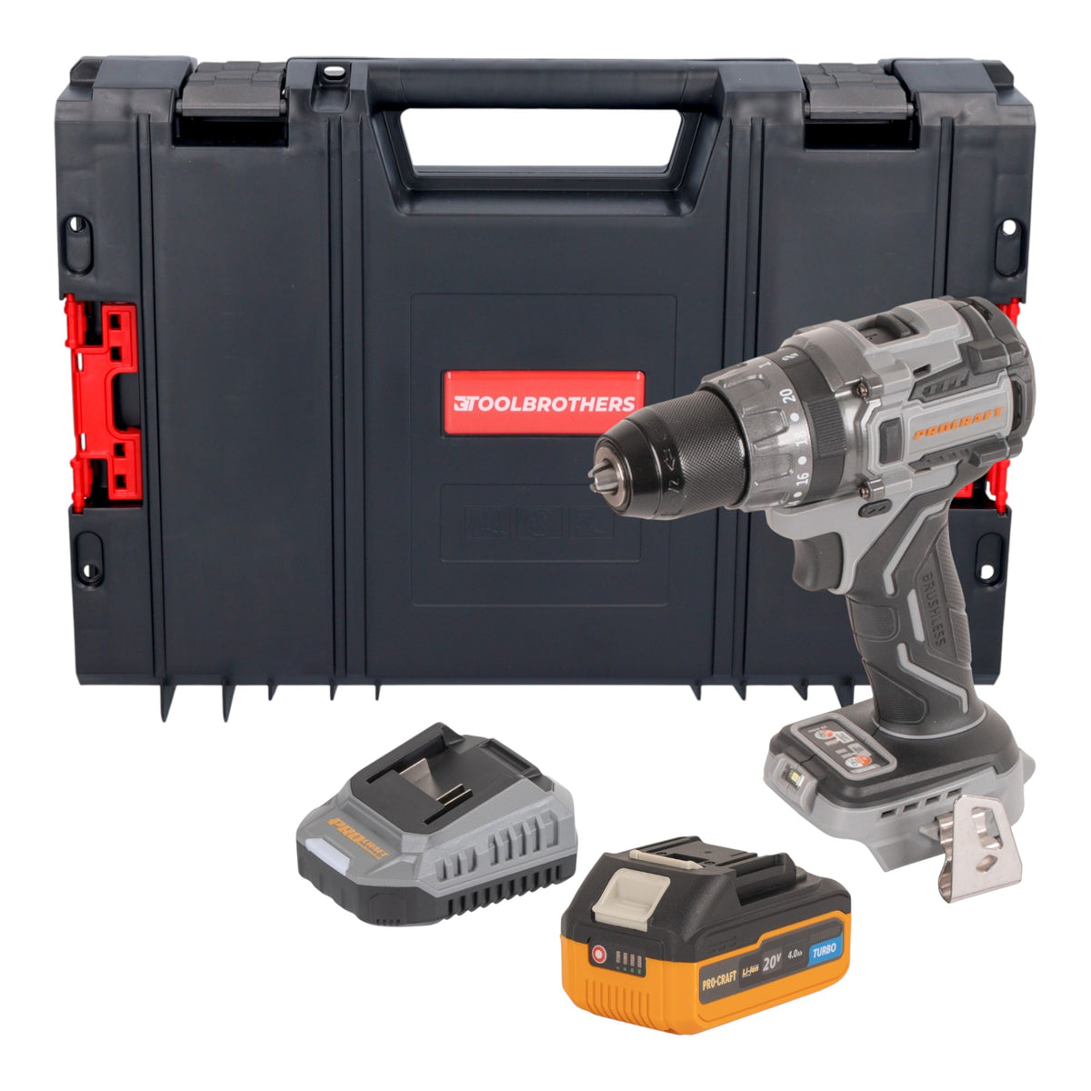 Taladro atornillador a batería Procraft CD20Abb 20 V 85 Nm + 1 batería 4,0 Ah + cargador + maletín RHINO