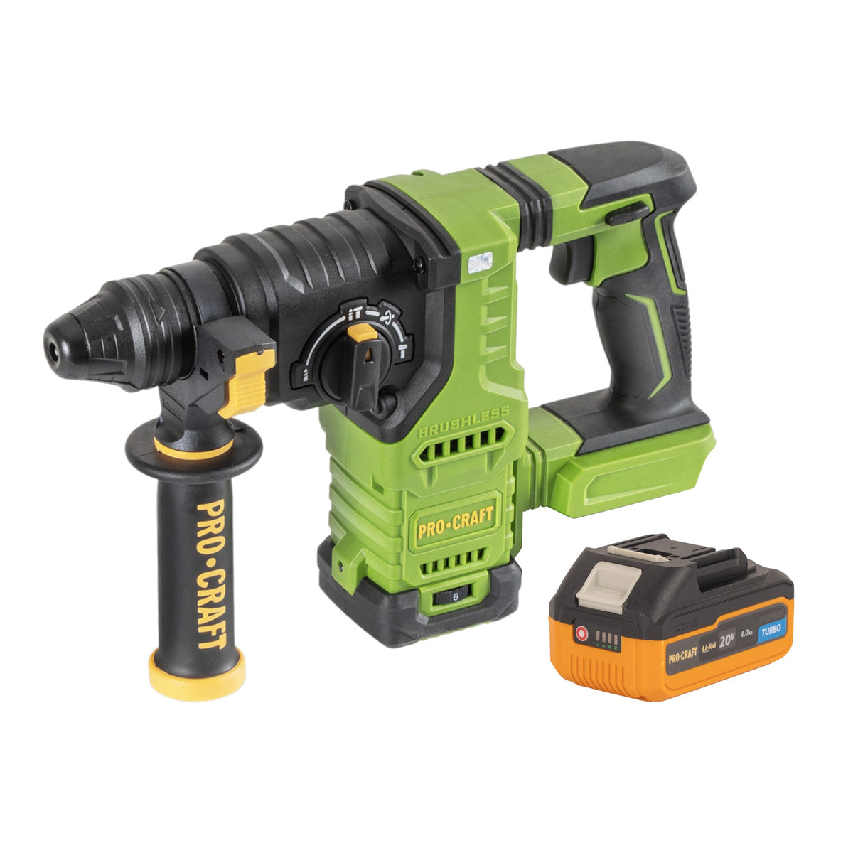 Martillo perforador a batería Procraft PHA30bb 20 V 2,8 J SDS plus Brushless + 1 batería 4,0 Ah - sin cargador