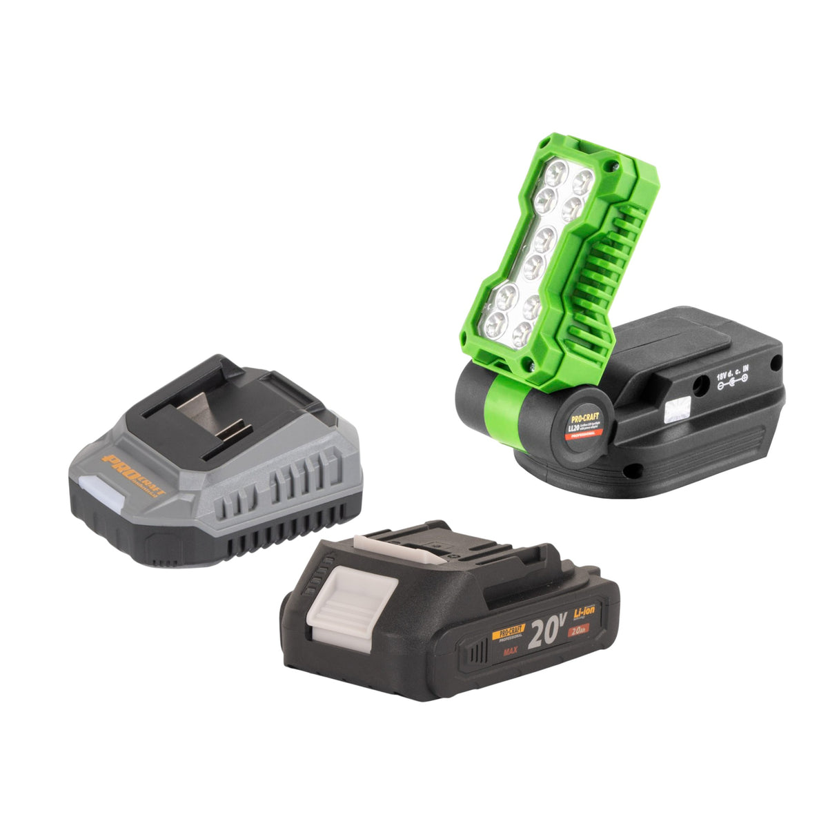 Procraft LL20bb Foco LED recargable 20 V 500 lm + 1 batería 2,0 Ah + cargador