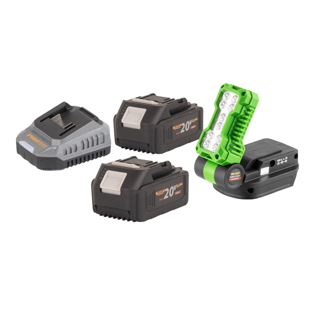 Procraft LL20bb Foco LED recargable 20 V 500 lm + 2x batería 4,0 Ah + cargador