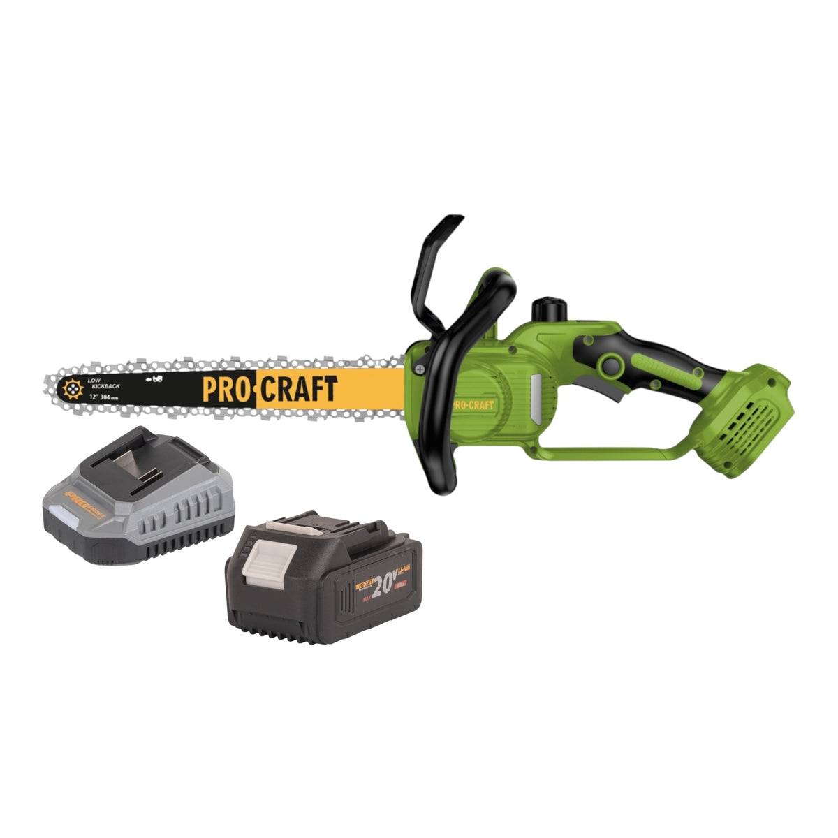 Motosierra a batería Procraft PKA33-BB 20 V 304 mm sin escobillas + 1 batería de 4,0 Ah + cargador