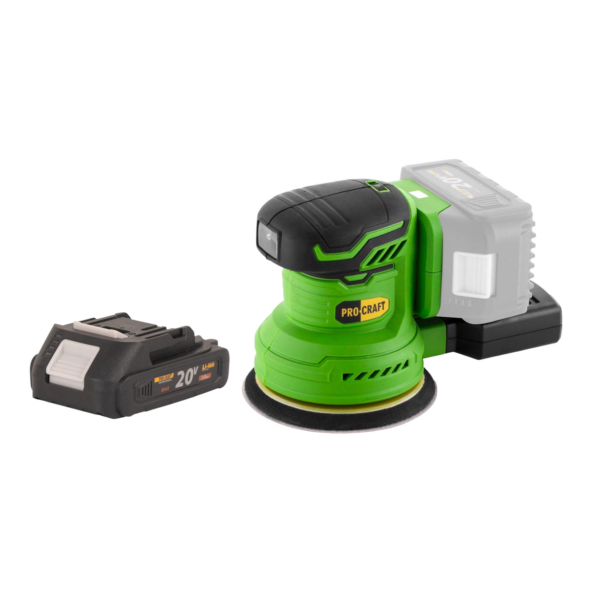 Lijadora excéntrica a batería Procraft PX20BLbb 20 V 125 mm sin escobillas + 1 batería de 2,0 Ah, sin cargador