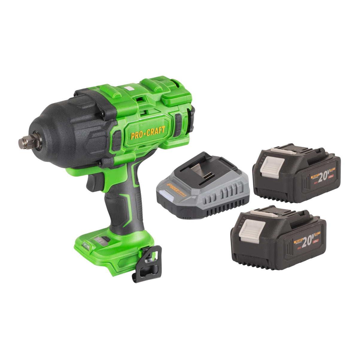Atornillador de impacto a batería Procraft PWA80bb 20 V 1600 Nm 1/2" sin escobillas + 2 baterías de 4,0 Ah + cargador
