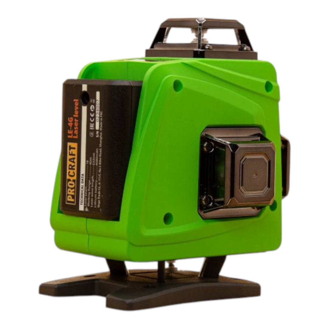 Procraft LE-4G Set de láser de líneas/líneas cruzadas recargable 3,7 V 40 m verde autonivelante, incl. baterías, cargador y accesorios