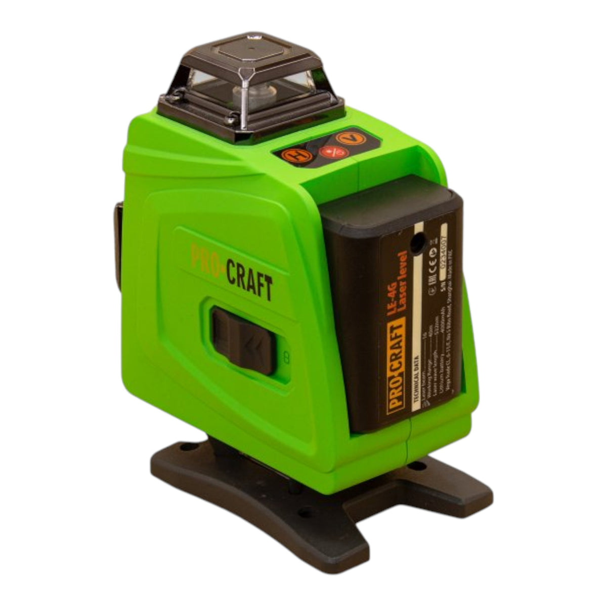 Procraft LE-4G Set de láser de líneas/líneas cruzadas recargable 3,7 V 40 m verde autonivelante, incl. baterías, cargador y accesorios