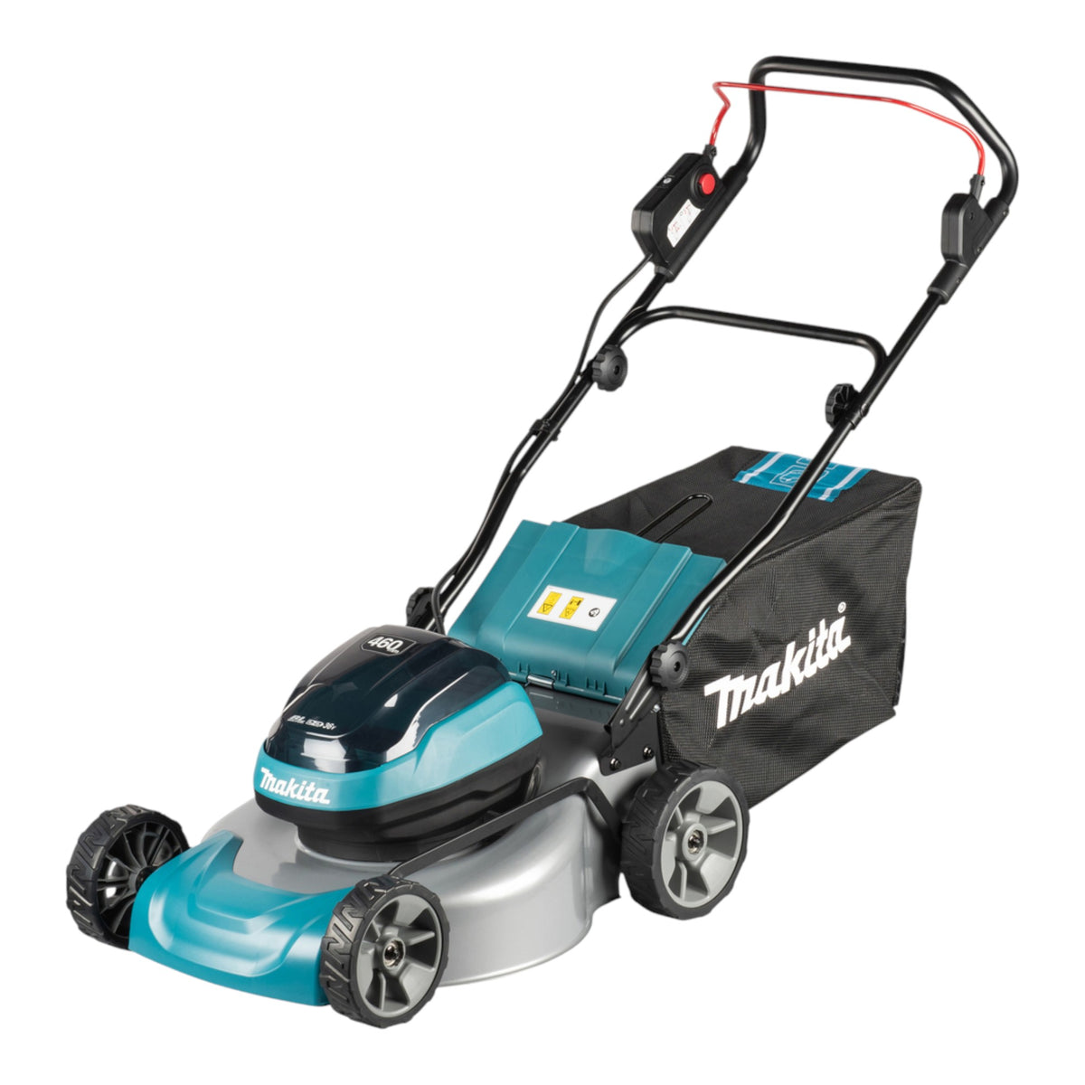 Cortacésped a batería Makita DLM 466 Z de 36 V (2x 18 V) y 46 cm, sin escobillas, modelo Solo - sin batería ni cargador