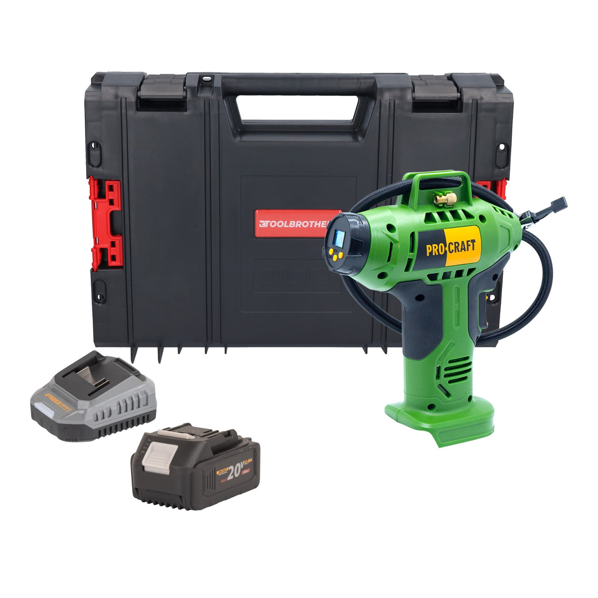 Compresor a batería Procraft LK20 20 V 11 bar + 1 batería 4,0 Ah + cargador + maletín de herramientas RHINO