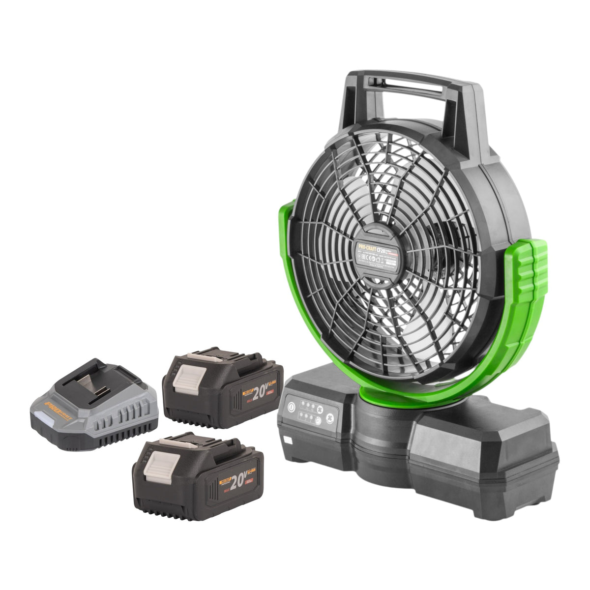 Ventilador con batería Procraft CF20bb 20 V 235 mm + 2 baterías de 4,0 Ah + cargador
