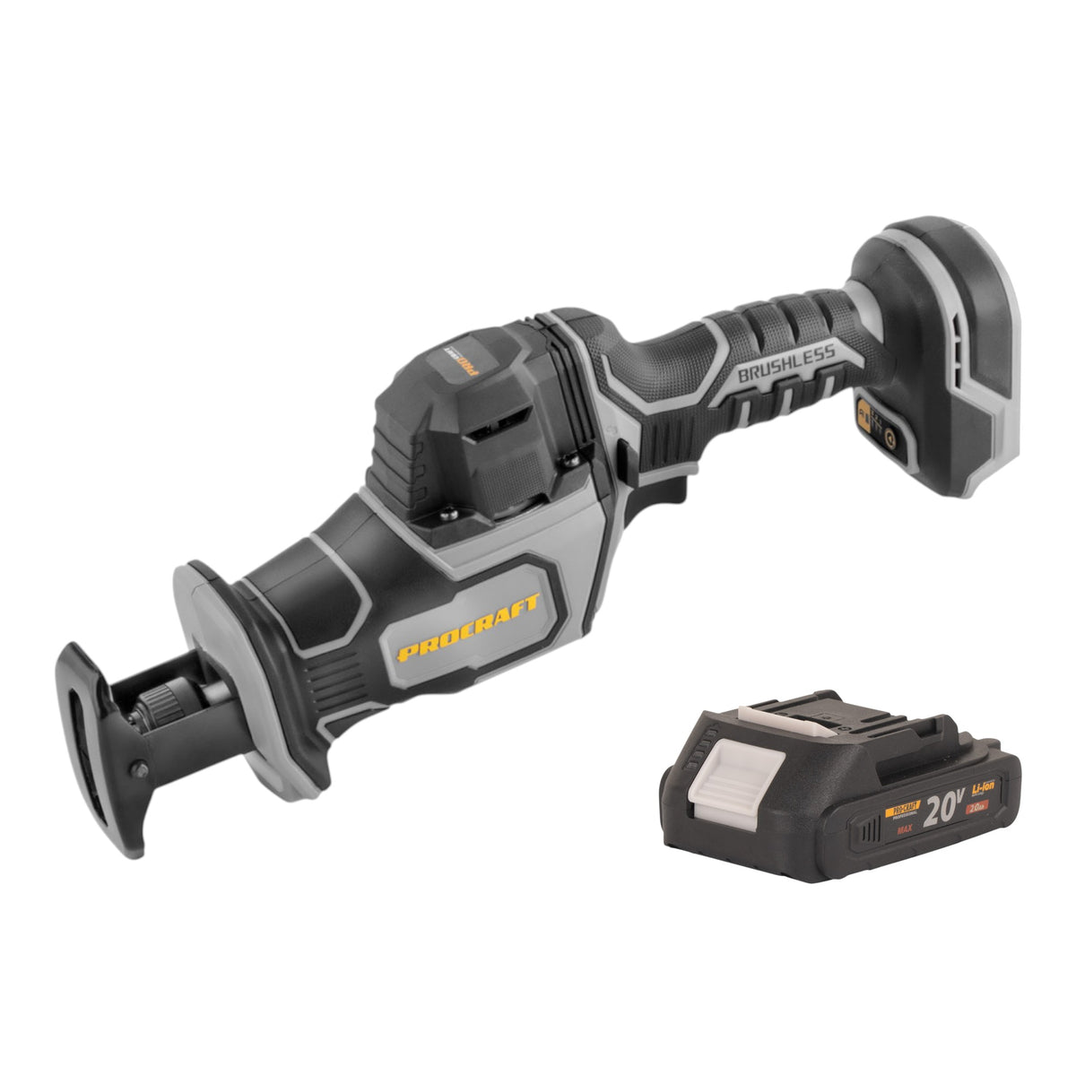 Sierra recíproca Procraft Industrial RS20Abb 20 V sin escobillas + 1 batería de 2,0 Ah, sin cargador