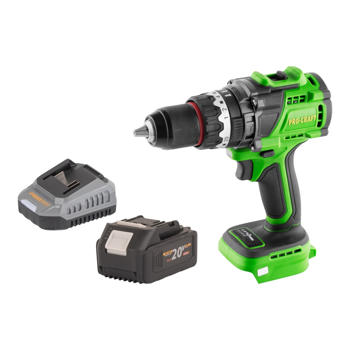 Taladro atornillador de impacto sin escobillas Procraft PA18ProBL-BB 20 V 180 Nm + 1 batería 4,0 Ah + cargador