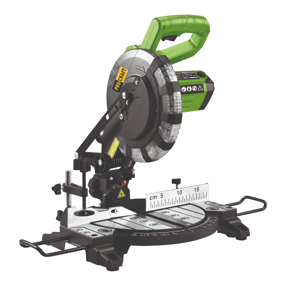 Sierra ingletadora Procraft PGS215 1500 W + hoja de sierra de 210 mm 24 Z y bolsa para recoger el polvo