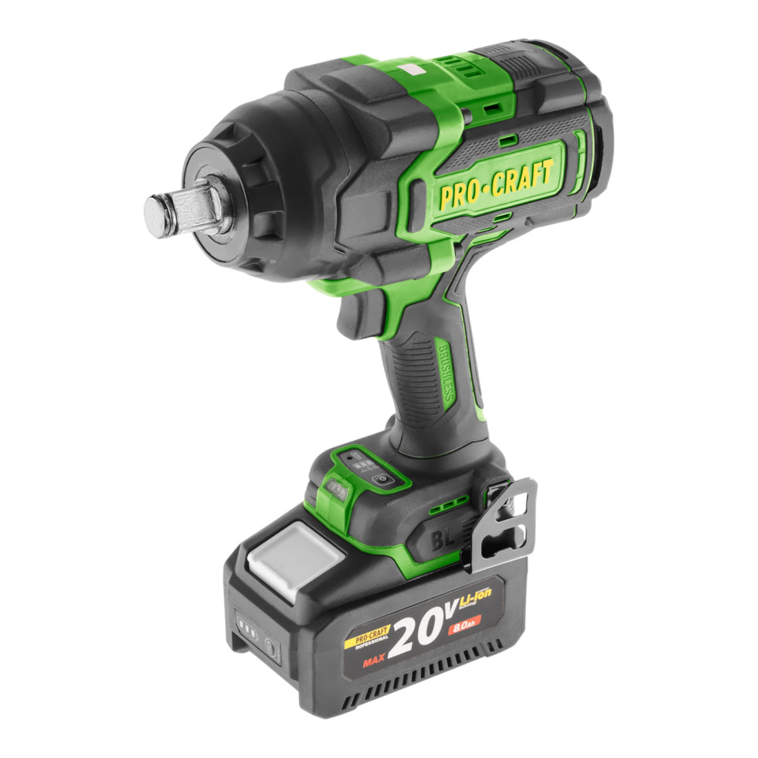 Atornillador de impacto a batería Procraft PWA90 20 V 2100 Nm 3/4" sin escobillas + 1 batería de 4,0 Ah + cargador + maletín