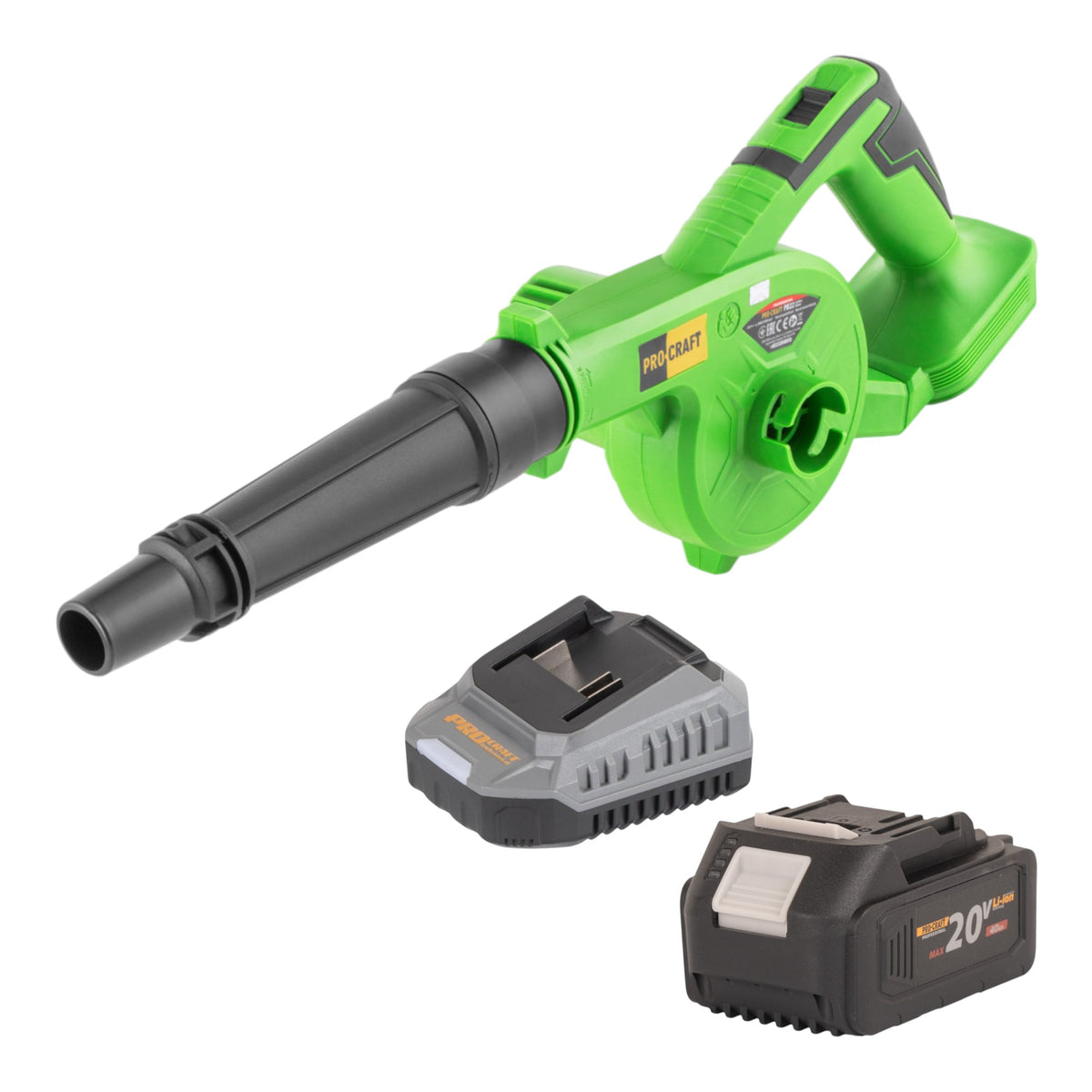 Soplador de hojas a batería Procraft PB22bb 20 V + 1 batería 4,0 Ah + cargador