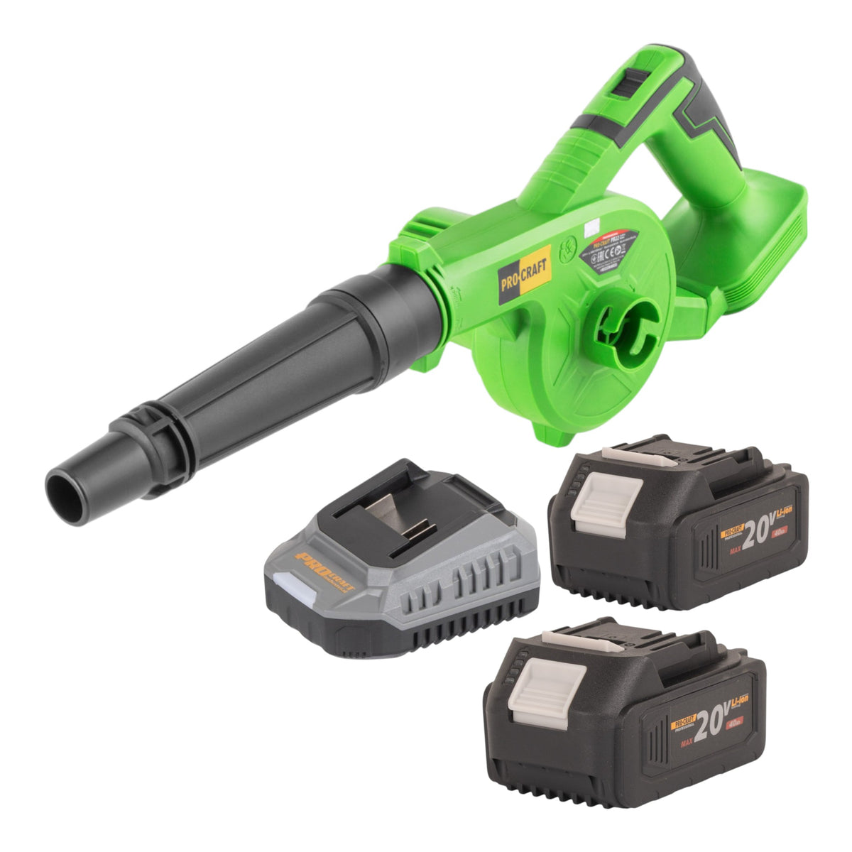 Soplador de hojas a batería Procraft PB22bb 20 V + 2 baterías de 4,0 Ah + cargador