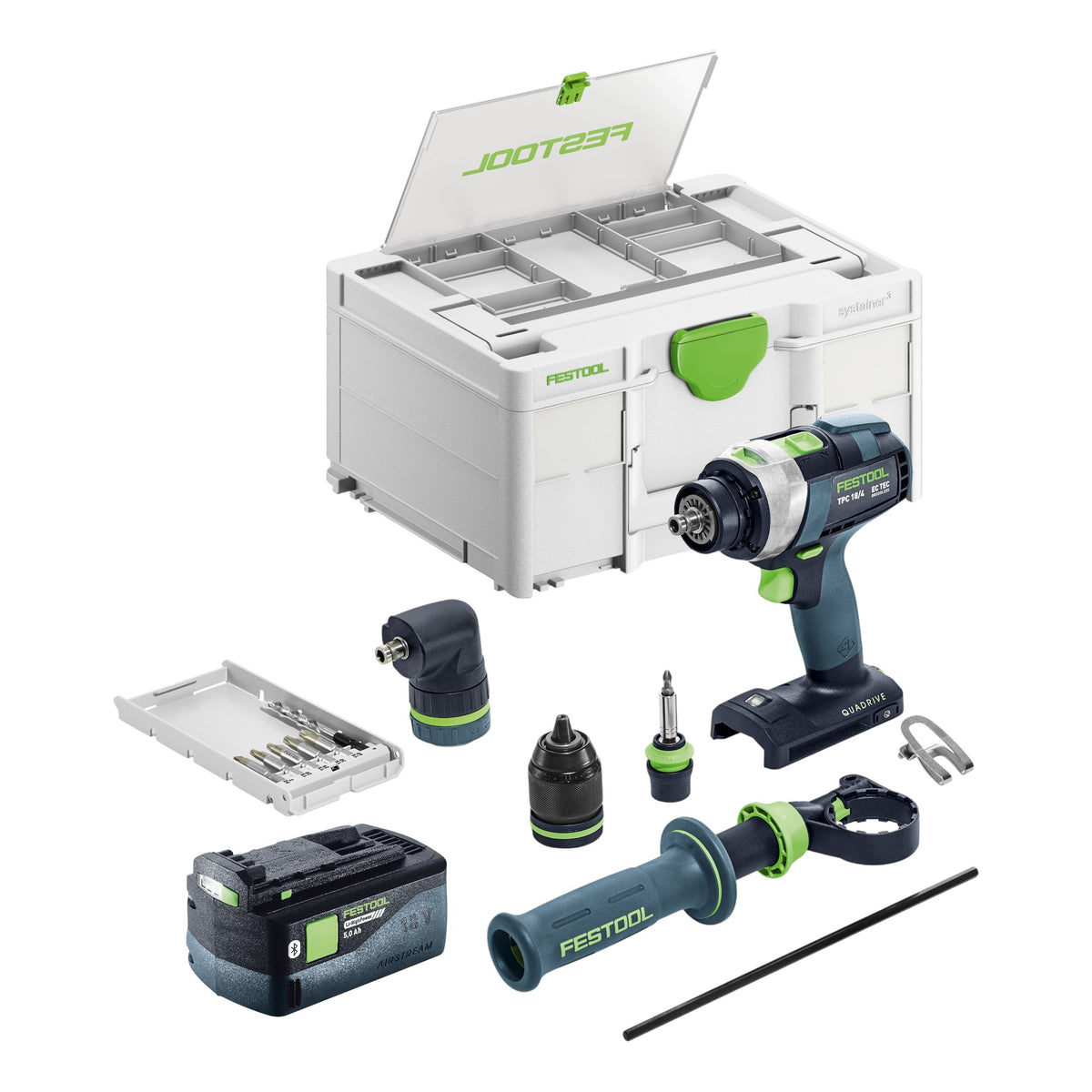 Festool TPC 18/4 I-Basic-Set taladradora de percusión sin cable 18 V 75 Nm sin escobillas + 1x batería recargable 5,0 Ah + systainer - sin cargador