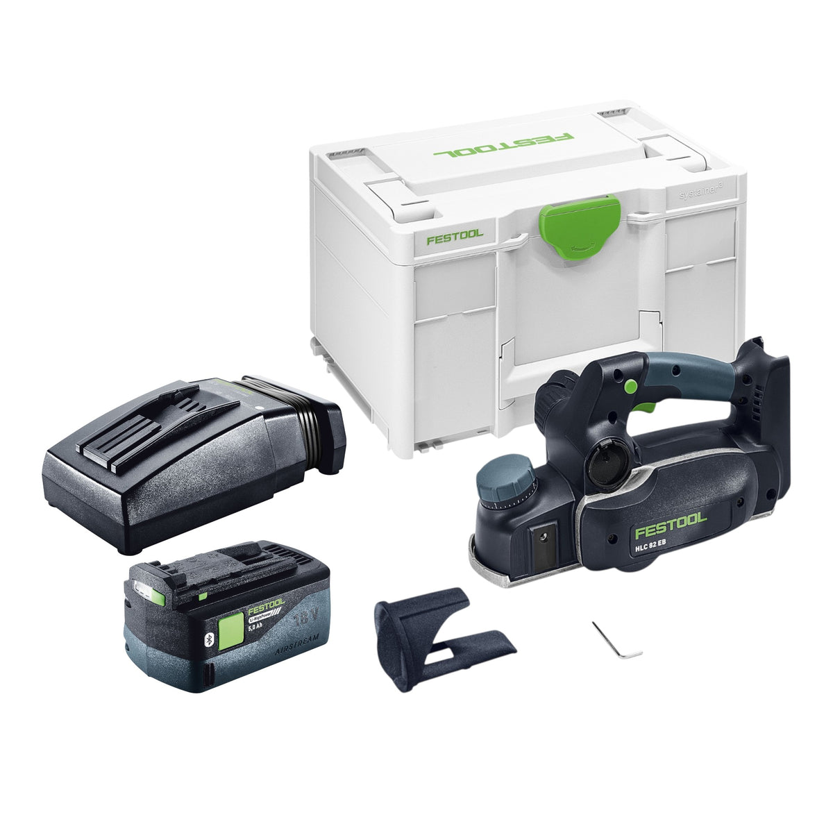 Festool HLC 82 EB-Basic Cepillo a batería 18 V 82 mm sin escobillas + 1 batería 5,0 Ah + cargador + Systainer