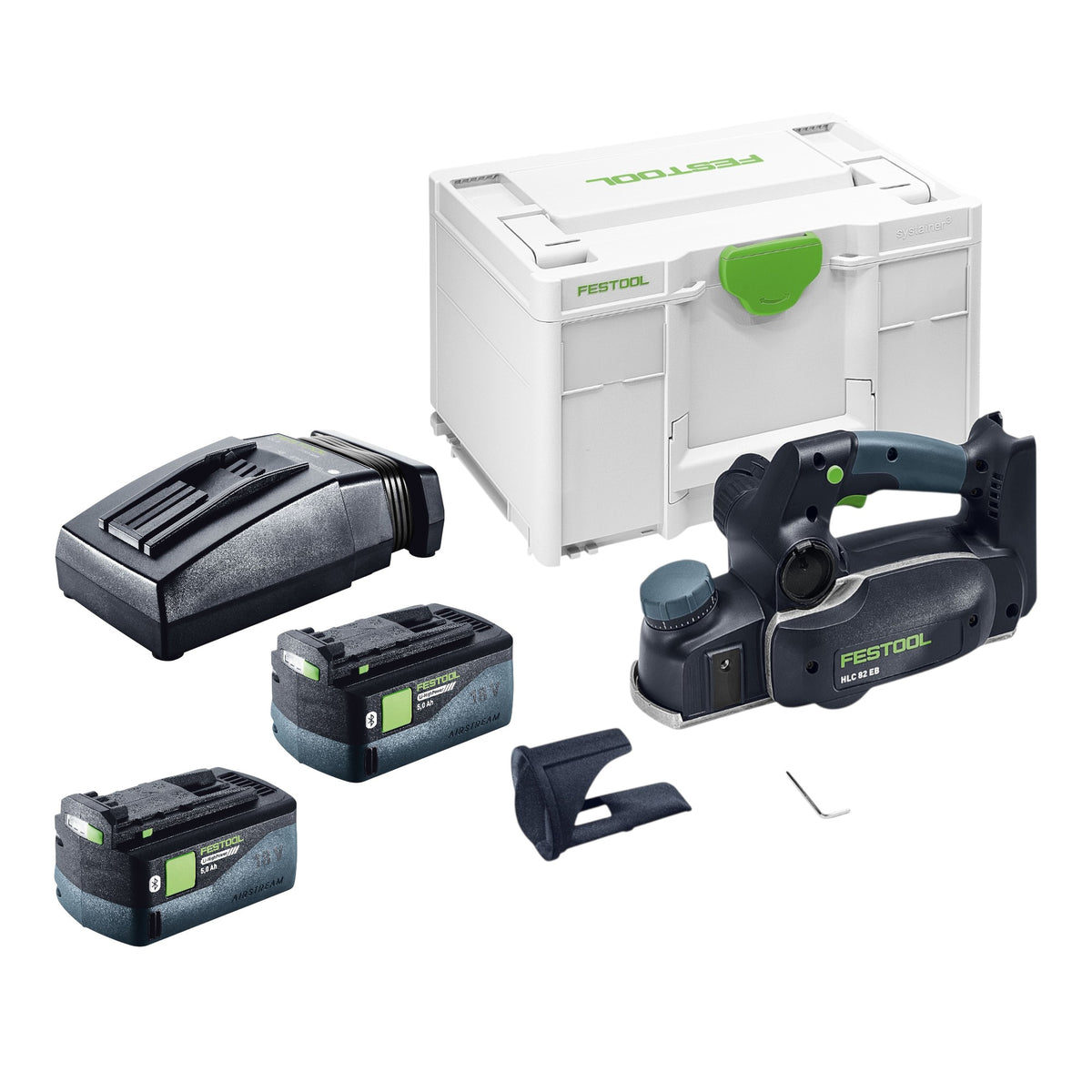 Festool HLC 82 EB-Basic Cepillo a batería 18 V 82 mm sin escobillas + 2x batería 5,0 Ah + cargador + Systainer