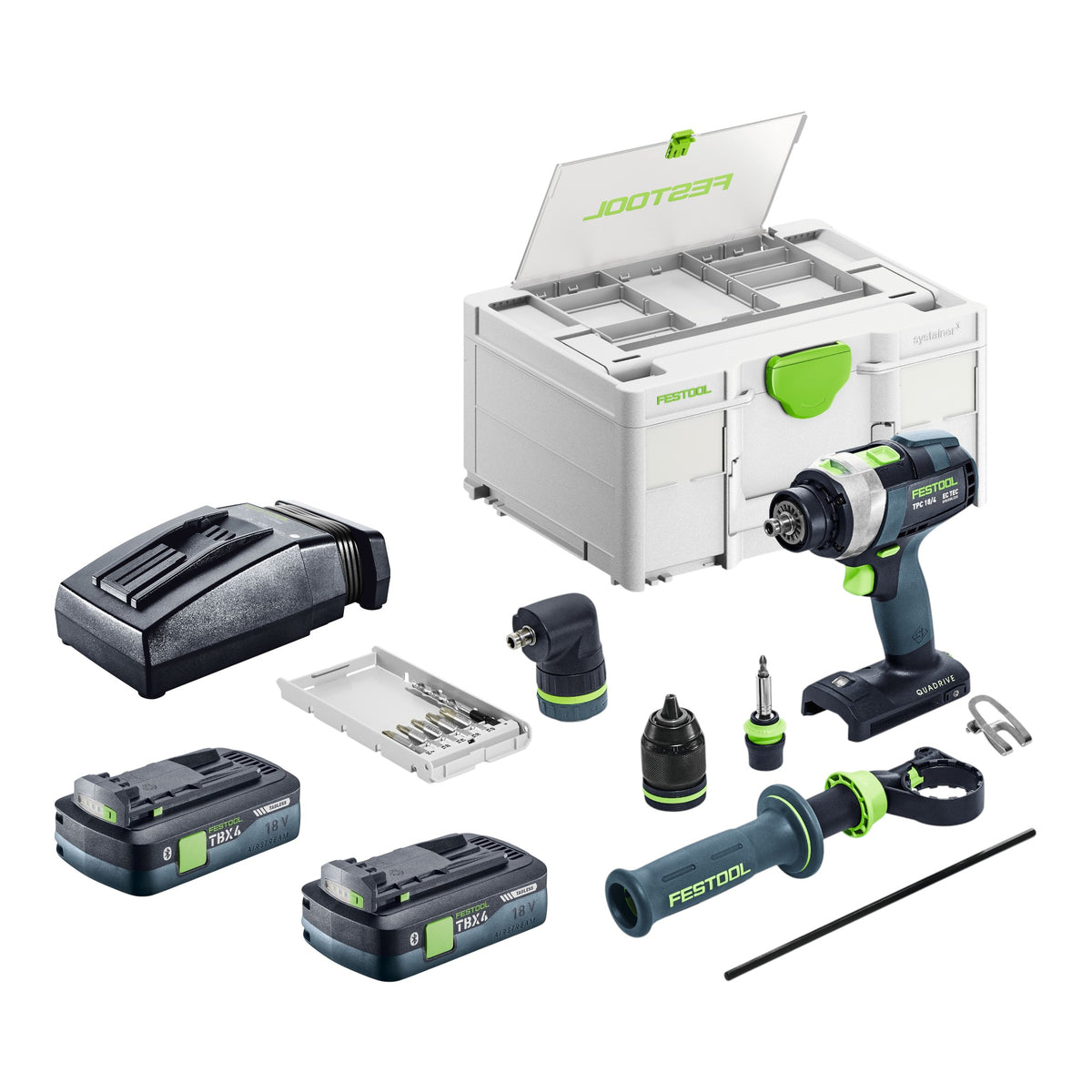 Festool TPC 18/4 I-Basic-Set taladradora de percusión sin cable 18 V 75 Nm sin escobillas + 2x batería recargable 4,0 Ah + cargador + systainer