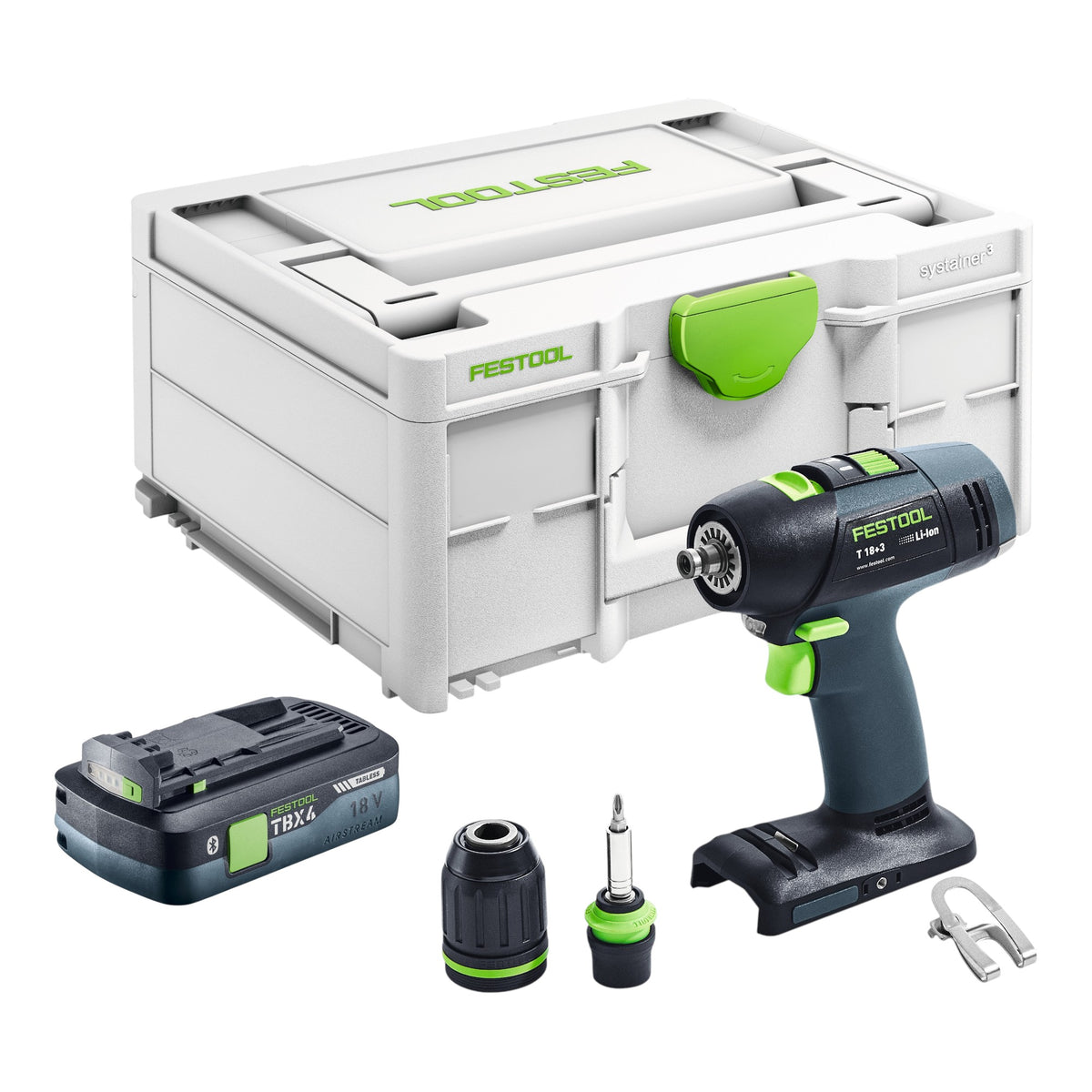 Festool T 18+3 Basic-4,0 Taladro atornillador a batería 18 V 50 Nm sin escobillas ( 577051 ) + 1 batería 4,0 Ah + Systainer - sin cargador