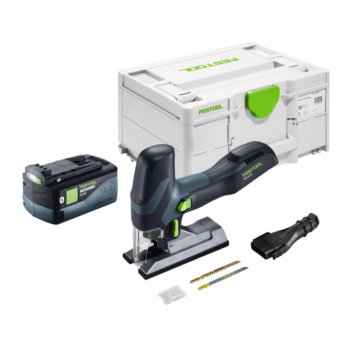 Sierra de calar oscilante a batería Festool PSC-E 18 EB-Basic 18 V 40 mm + 1 batería de 5,0 Ah + Systainer - sin cargador
