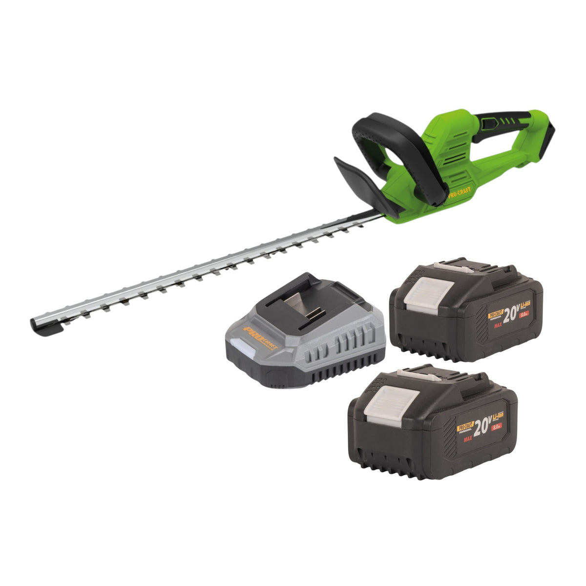 Cortasetos a batería Procraft PZA26bb 20 V 550 mm sin escobillas + 2 baterías de 8,0 Ah + cargador