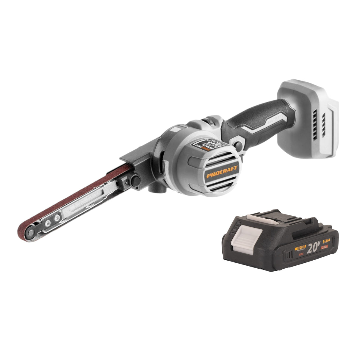 Lijadora de cinta a batería ProCraft Industrial PFA20A-BB de 20 V, 13 x 457 mm, sin escobillas + 1 batería de 2,0 Ah —sin cargador—