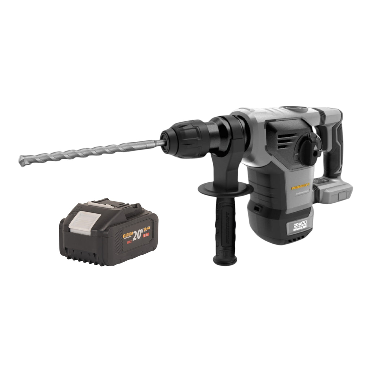 Martillo combinado a batería Procraft Industrial HD20B-BB de 20 V, 5 J, SDS plus, sin escobillas + 1 batería de 8,0 Ah —sin cargador—