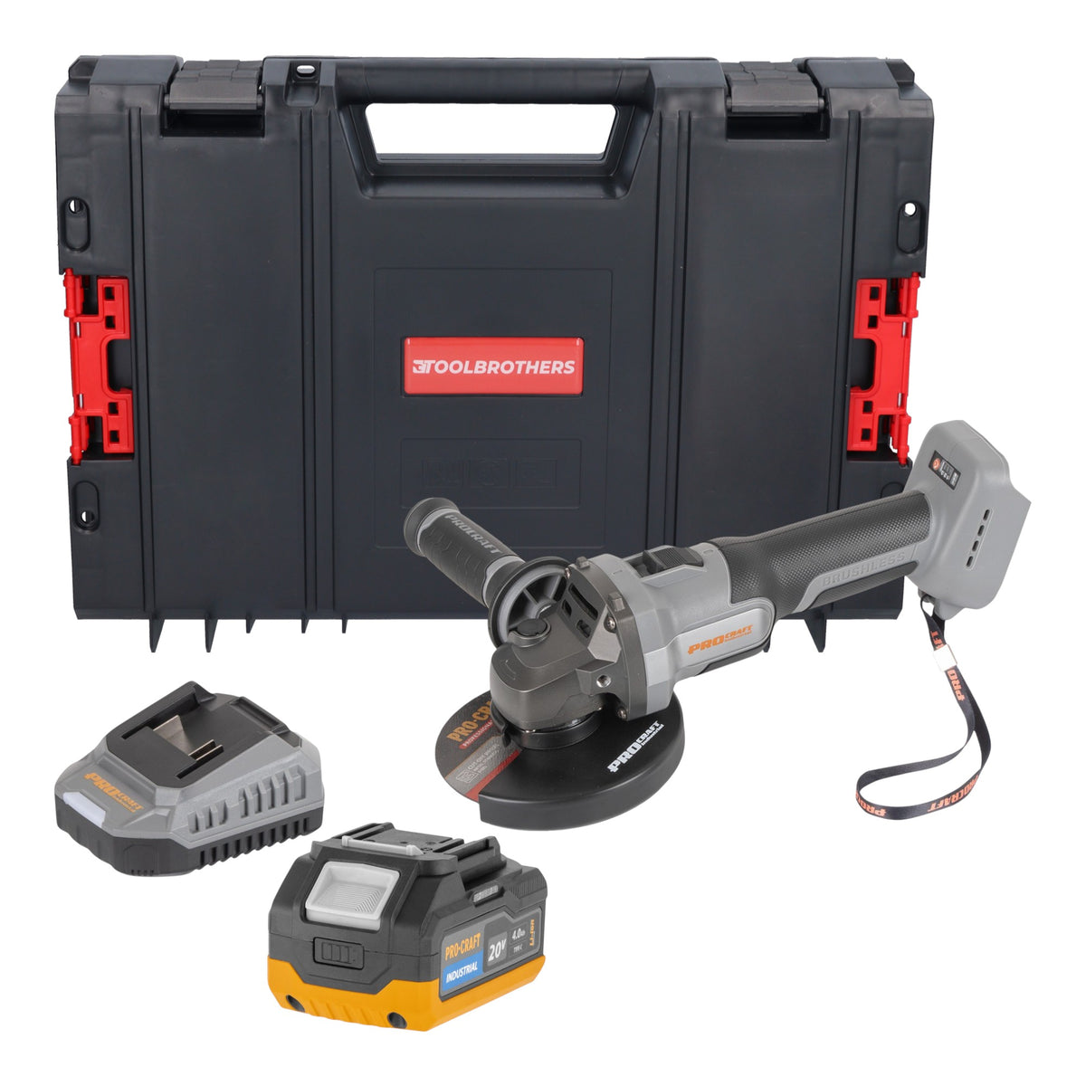 Procraft Industrial AG125Abb Amoladora angular a batería 20 V 125 mm sin escobillas Solo - sin batería, sin cargador