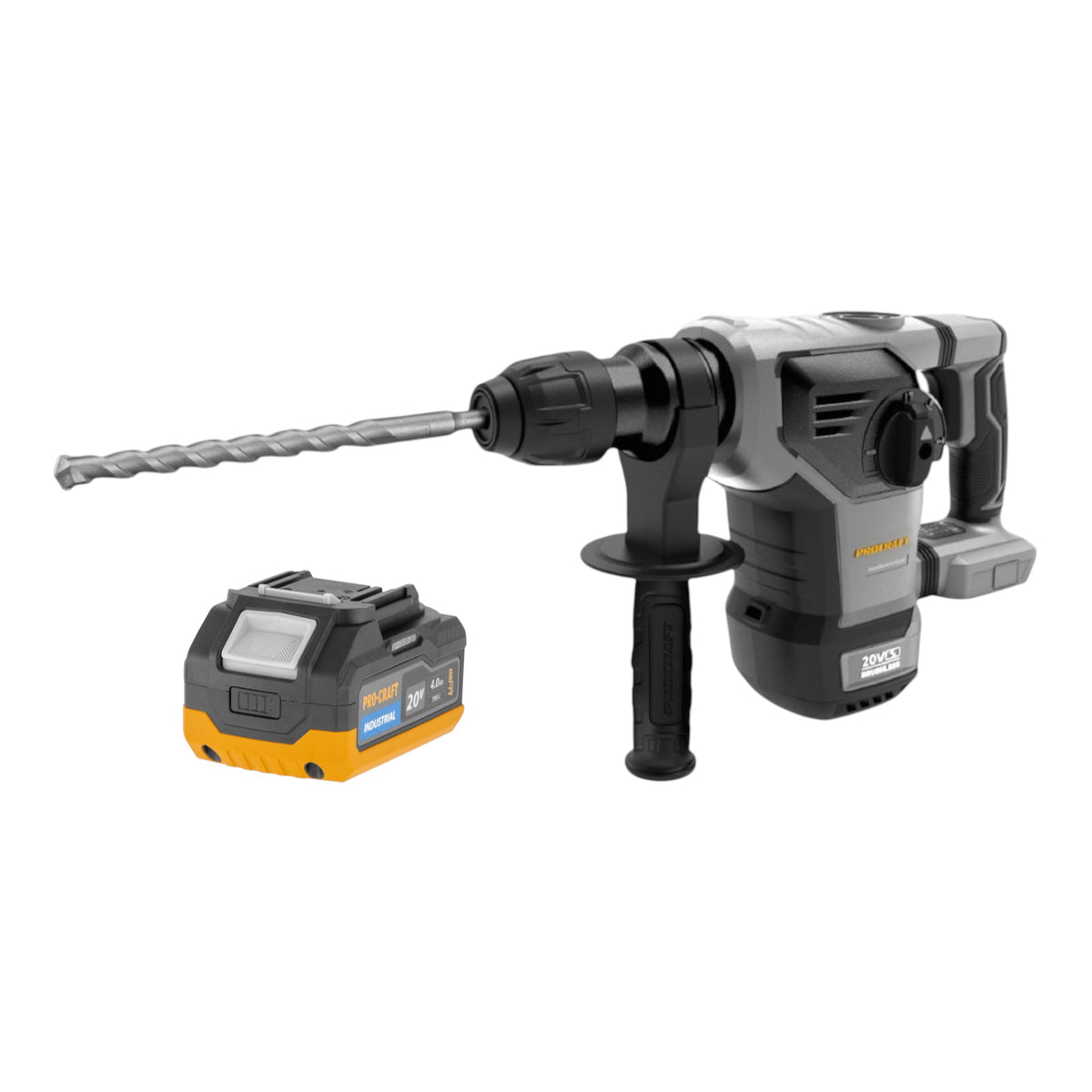 Martillo combinado a batería Procraft Industrial HD20B-BB-C, 20 V, 5 J, SDS-Plus, sin escobillas + maletín - sin batería, sin cargador