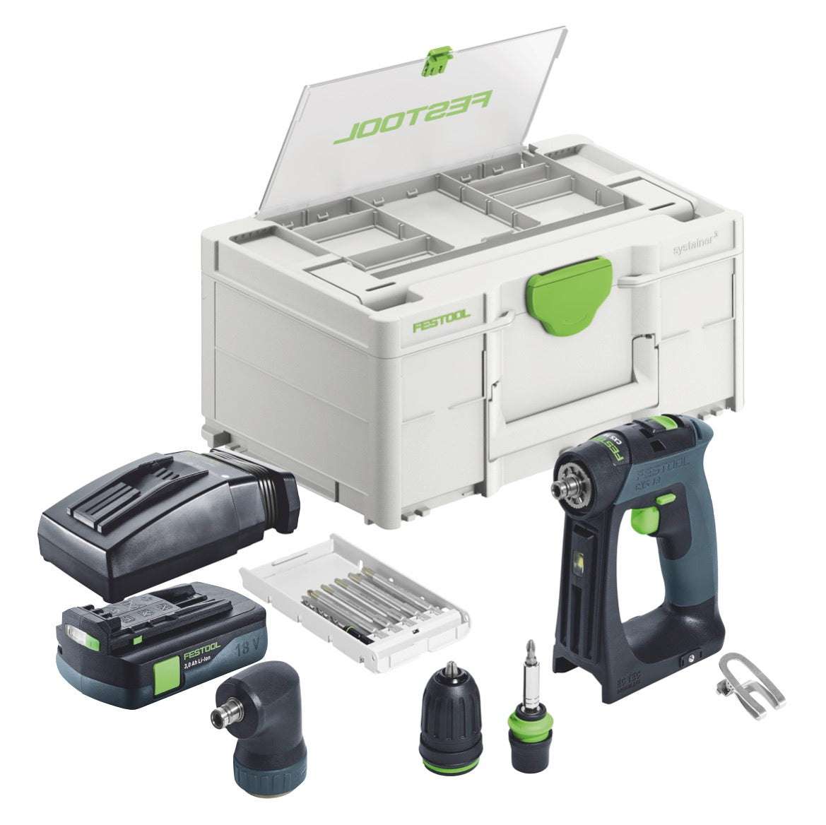 Festool CXS 18-Basic-Set taladro atornillador a batería 18 V 40 Nm sin escobillas + 1x batería recargable 3,0 Ah + cargador + systainer