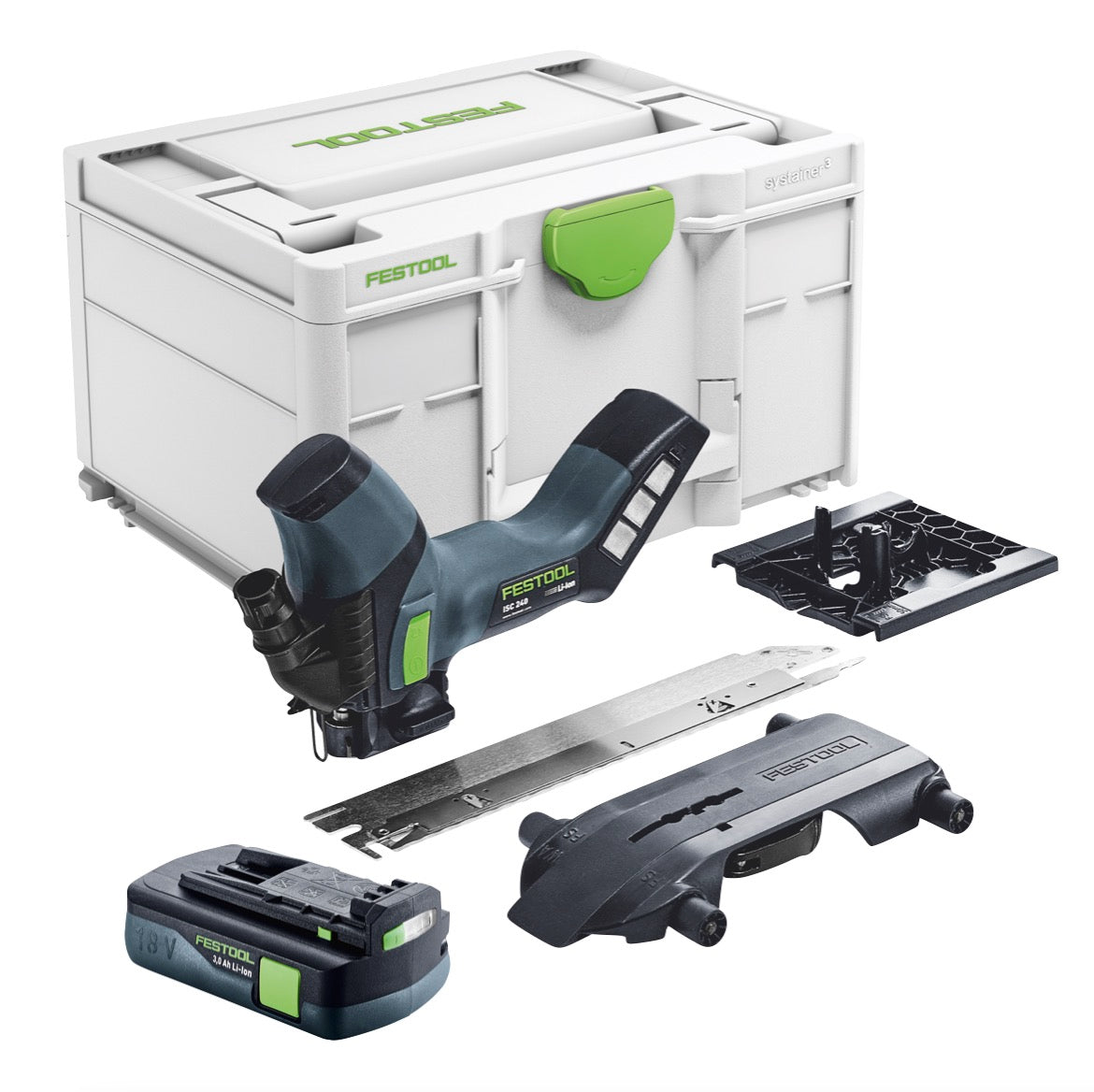 Sierra de arco sin cable Festool ISC 240 EB-Basic 18 V 240 mm + 1x batería 3,0 Ah + Systainer - sin cargador