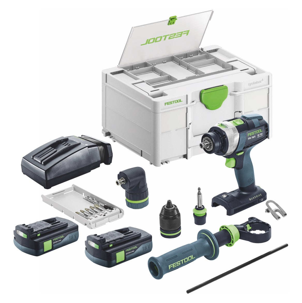 Festool TPC 18/4 I-Basic-Set taladradora de percusión sin cable 18 V 75 Nm sin escobillas + 2x batería recargable 3,0 Ah + cargador + systainer