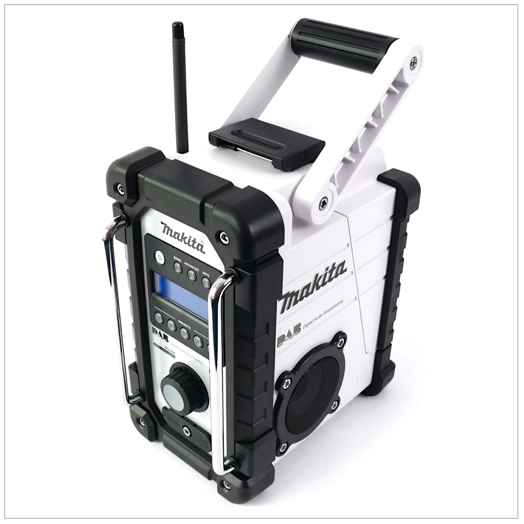 Makita DMR 104 W Batería Radio de obra Blanco Solo - sin baterías ni cargador