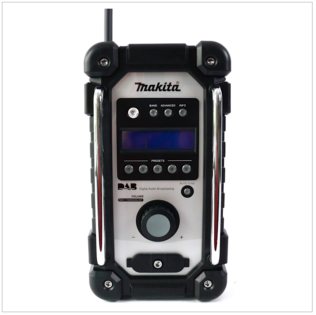 Makita DMR 104 W Batería Radio de obra Blanco Solo - sin baterías ni cargador