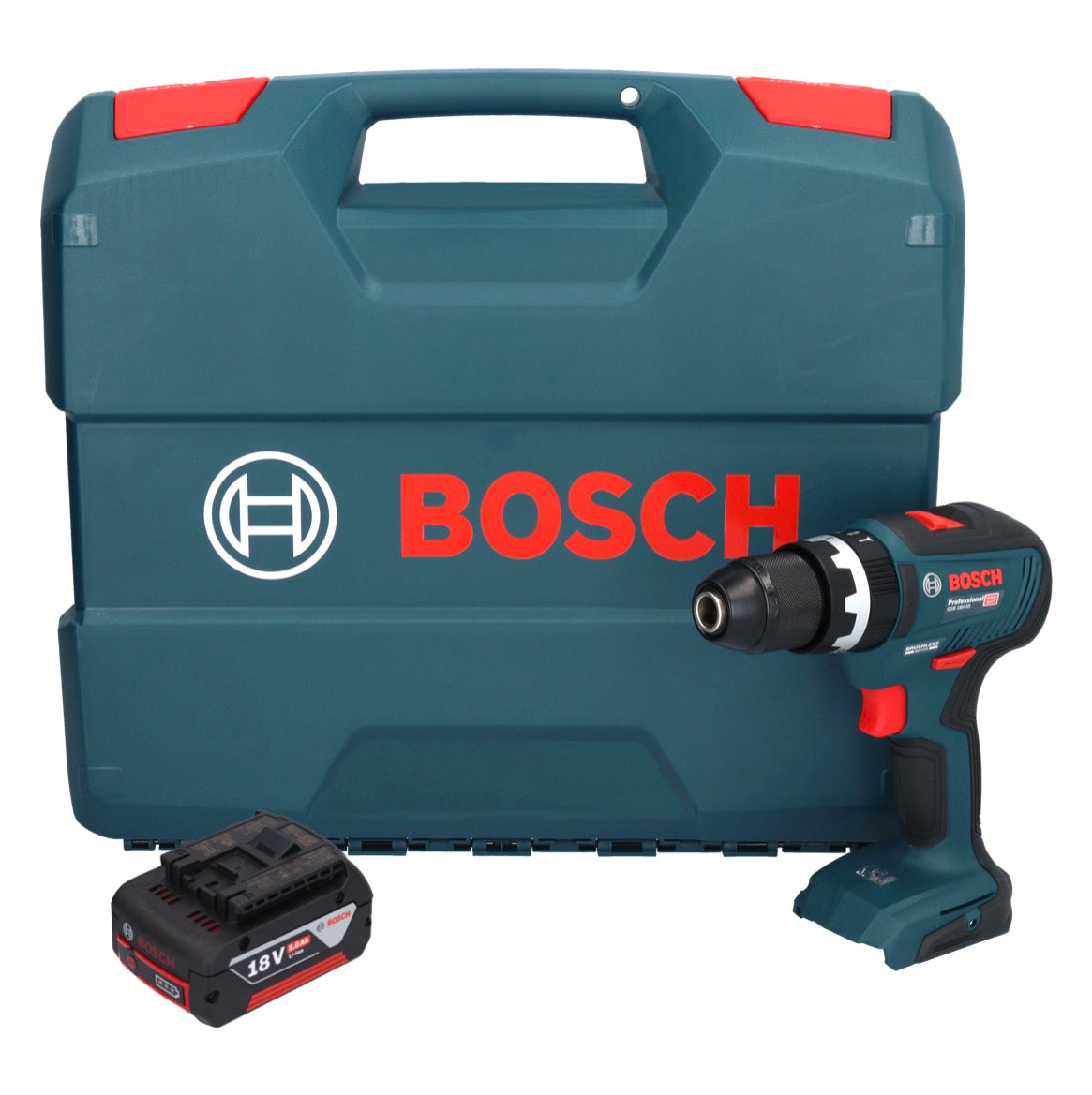 Bosch GSB 18V-55 Taladradora de percusión profesional sin cable 18 V 55 Nm sin escobillas + 1x acumulador 5,0 Ah + maletín - sin cargador