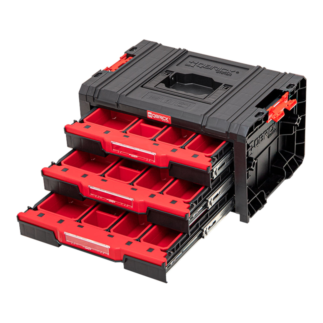 Qbrick System PRO Cajón 3 Caja de herramientas 2.0 Expert apilable 450 x 310 x 244 mm 3x 4,5 l IP54 con tres cajones 21 embutidos