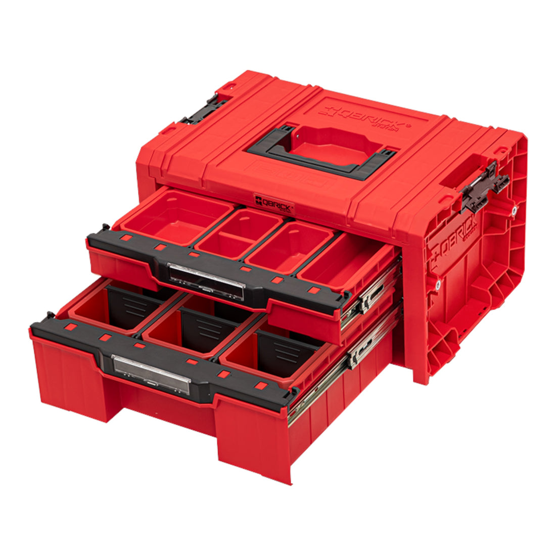 Qbrick System PRO Cajón 2 Caja de herramientas 2.0 Expert RED ULTRA HD Caja de herramientas 450 x 310 x 244 mm 14 l apilable IP54 con 2 cajones