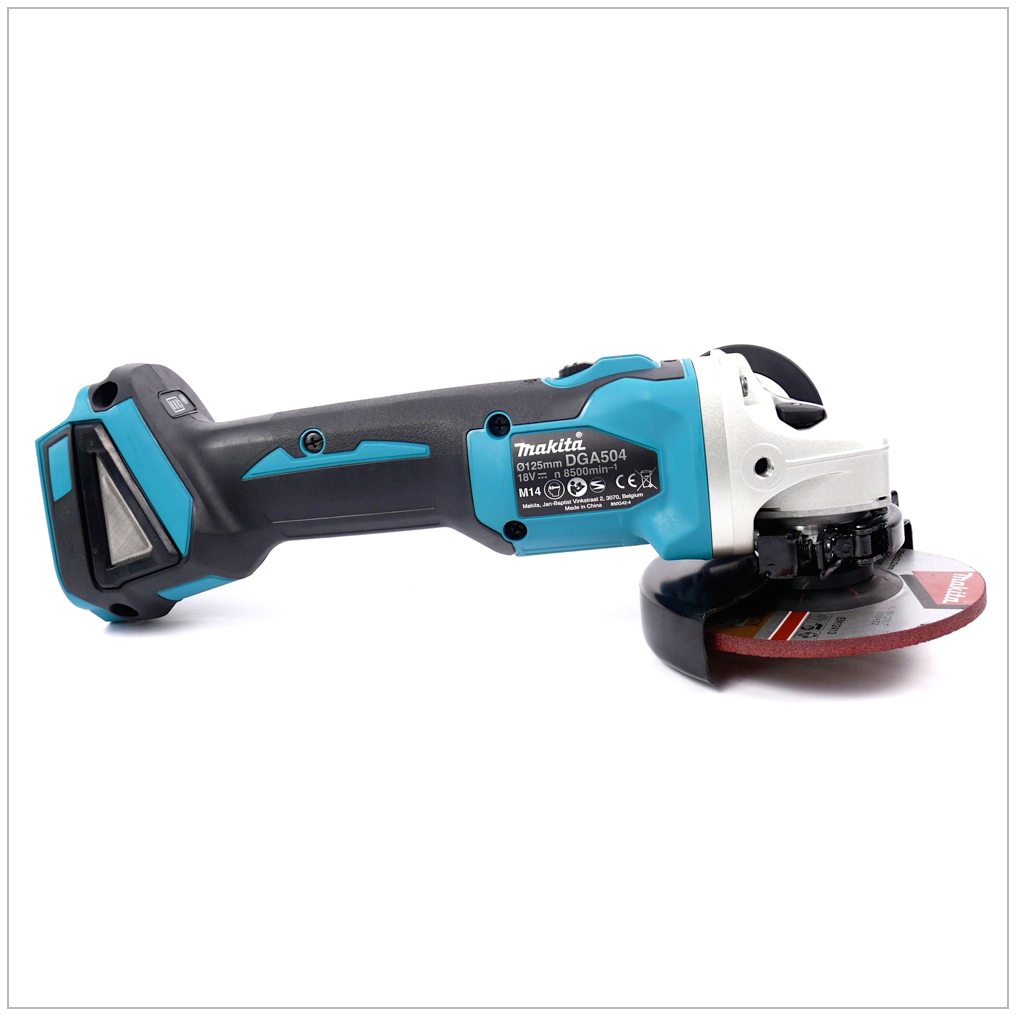 Makita DGA 504 Z Mini-Amoladora inalámbrica 125 mm 18 V ( Sin batería, sin cargador, sin maletín ) + 25x Discos de corte Bosch AS 60 T INOX BF