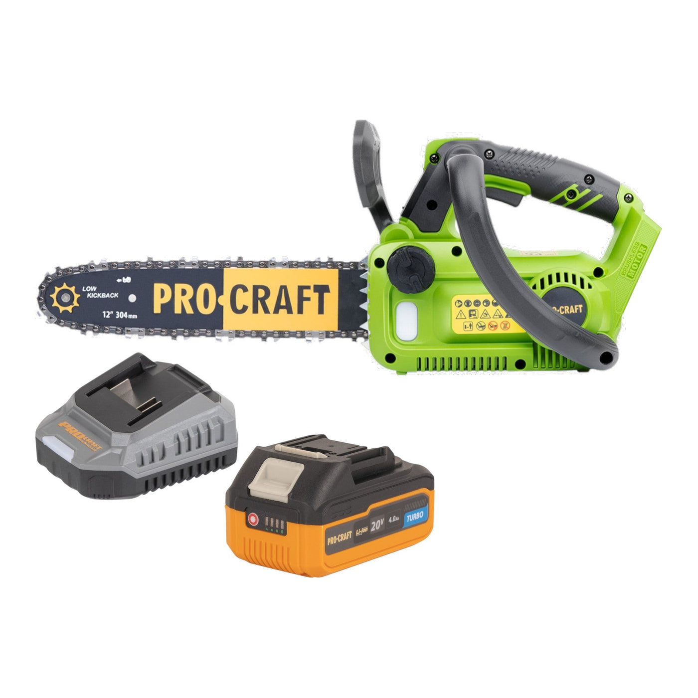 Procraft PKA42Libb Akku Kettensäge 20 V 304 mm Brushless + 1x Akku 4,0 Ah + Ladegerät