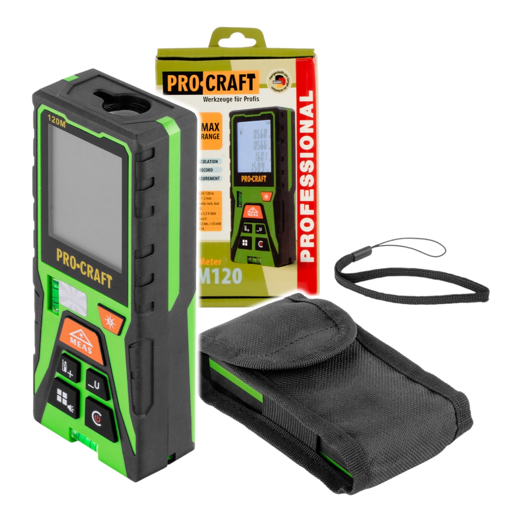 Procraft PLDM120 Laser Entfernungsmesser 120 m + Tasche