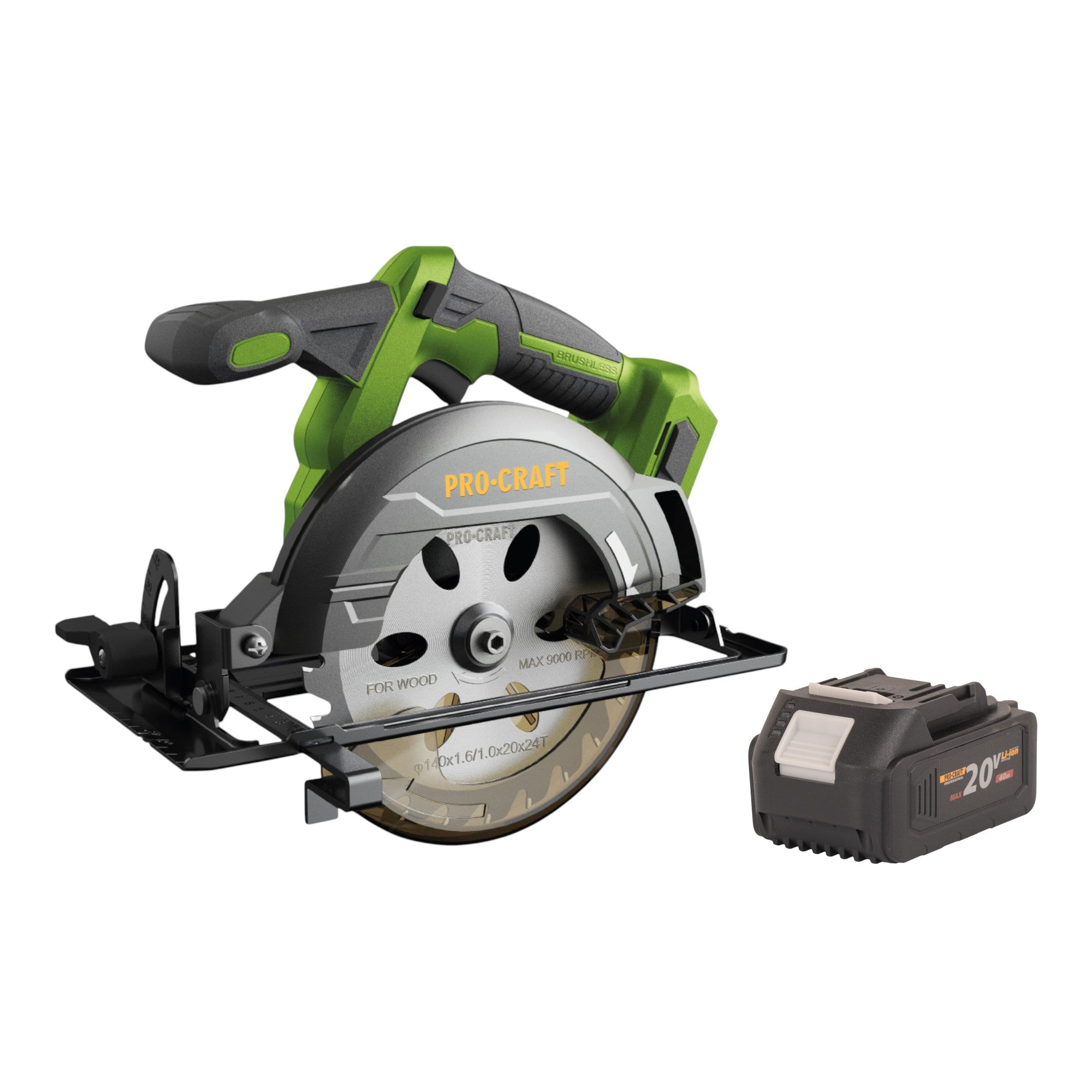 Procraft PCA32-BB Akku Handkreissäge 20 V 165 mm Brushless + 1x Akku 4,0 Ah - ohne Ladegerät