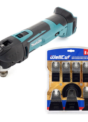 Makita DTM 51 Z 18 V Li-Ion Akku Multifunktion Werkzeug Solo + WellCut MT-8 8 tlg. Sägeblätter Set - Toolbrothers